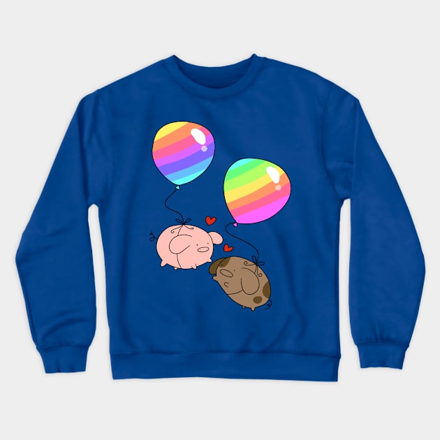 Rainbow Balloon Pigs Crewneck Sweatshirt by saradaboru